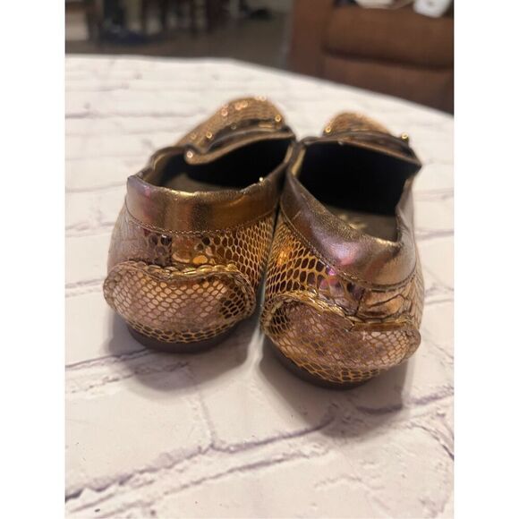 Anne Klein 6 Snake Embossed Leather Loafers Brown Metallic Iflex Comfort Shoe - Picture 5 of 9